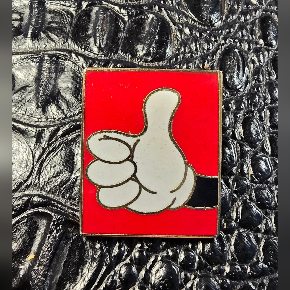 Vintage Mickey Mouse Red Thumbs Up Enamel Pin